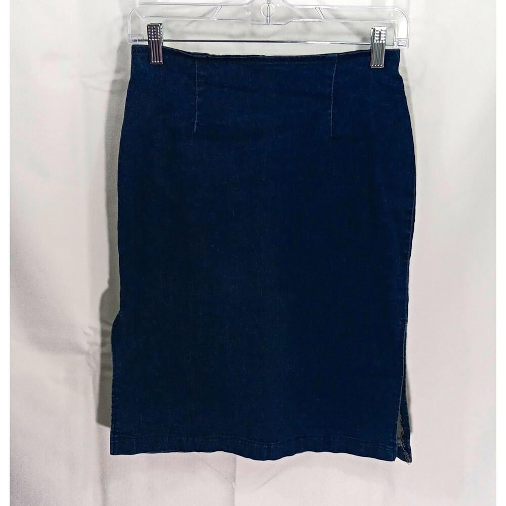 BIA skirt Women's size S Blue Denim Pencil Knee Length stretch zip side slit